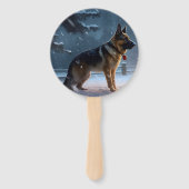 Duitse herder Kerstmis Feestelijk Seizoen Handwaaier (Achterkant)