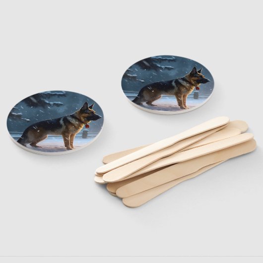 Duitse herder Kerstmis Feestelijk Seizoen Handwaaier (Niet-gemonteerd)