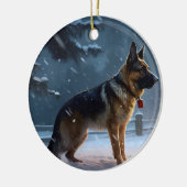 Duitse herder Kerstmis Feestelijk Seizoen Keramisch Ornament (Links)