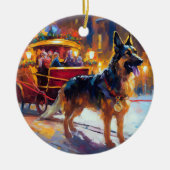 Duitse herder Kerstmis Feestelijk Seizoen Keramisch Ornament (Voorkant)