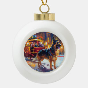 Duitse herder Kerstmis Feestelijk Seizoen Keramische Bal Ornament