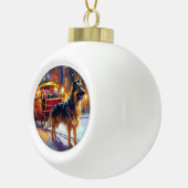 Duitse herder Kerstmis Feestelijk Seizoen Keramische Bal Ornament (Rechts)
