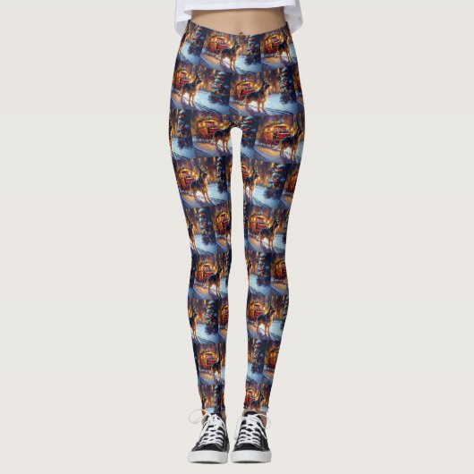 Duitse herder Kerstmis Feestelijk Seizoen Leggings (Voorkant)
