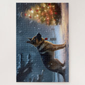 Duitse herder Kerstmis Feestelijk Seizoen Legpuzzel (Verticaal)