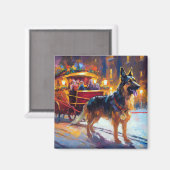 Duitse herder Kerstmis Feestelijk Seizoen Magneet (Voorkant / Achterkant)