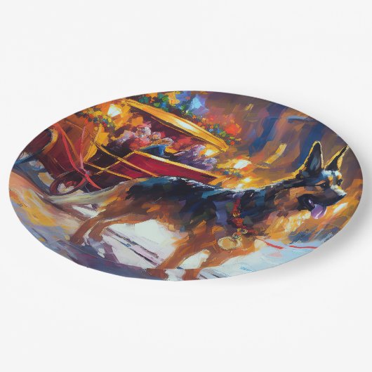 Duitse herder Kerstmis Feestelijk Seizoen Papieren Bordje (Gekanteld)