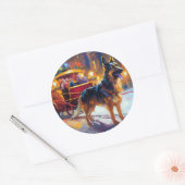 Duitse herder Kerstmis Feestelijk Seizoen Ronde Sticker (Envelop)
