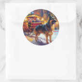 Duitse herder Kerstmis Feestelijk Seizoen Ronde Sticker (Tas)