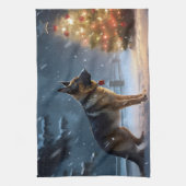 Duitse herder Kerstmis Feestelijk Seizoen Theedoek (Verticaal)