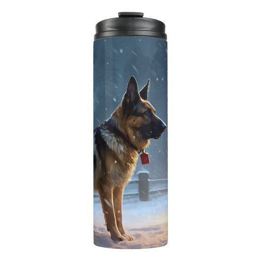 Duitse herder Kerstmis Feestelijk Seizoen Thermosbeker (Voorkant)