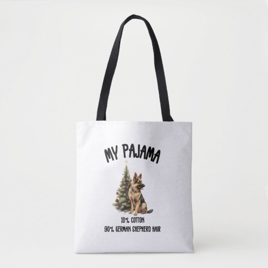 Duitse Herder & Kerstmis, Grappig Hondenontwerp vo Tote Bag (Voorkant)