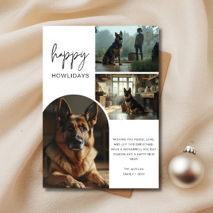 Duitse Herder Kerstmis Happy Howholidays Foto Feestdagenkaart