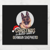 Duitse herder - Kerstmis is beter met een Duitser Sparkling Wijnetiket (Enkel label)