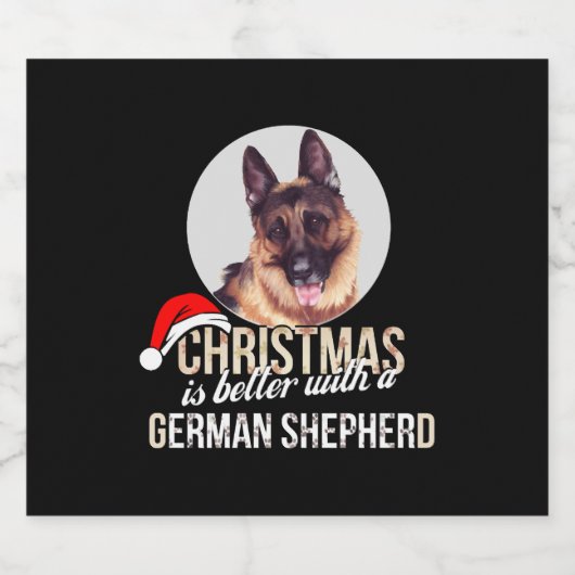 Duitse herder - Kerstmis is beter met een Duitser Sparkling Wijnetiket (Enkel label)