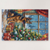 Duitse Herder Kerstmis Onder De Boom Legpuzzel (Horizontaal)