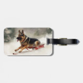 Duitse herder Kerstmis sneeuw winter Bagagelabel (Achterkant horizontaal)