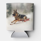 Duitse herder Kerstmis sneeuw winter Blikjeskoeler (Voorkant)