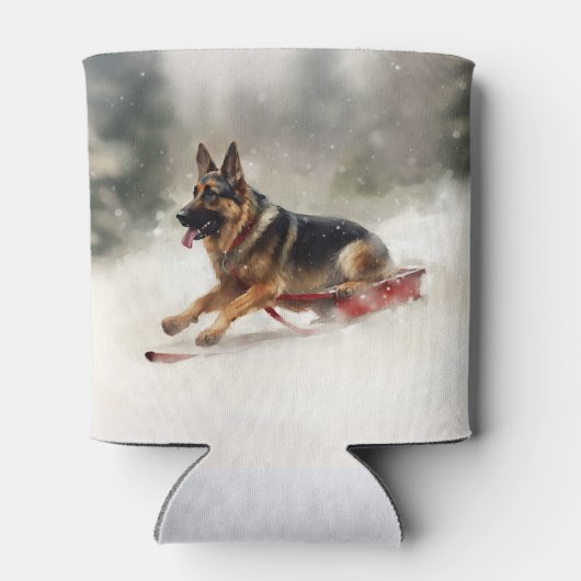 Duitse herder Kerstmis sneeuw winter Blikjeskoeler (Achterkant)