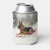 Duitse herder Kerstmis sneeuw winter Blikjeskoeler (Blikje Achterkant)