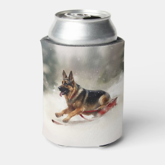 Duitse herder Kerstmis sneeuw winter Blikjeskoeler (Blikje Achterkant)