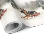 Duitse herder Kerstmis sneeuw winter Cadeaupapier (Rol Hoek)