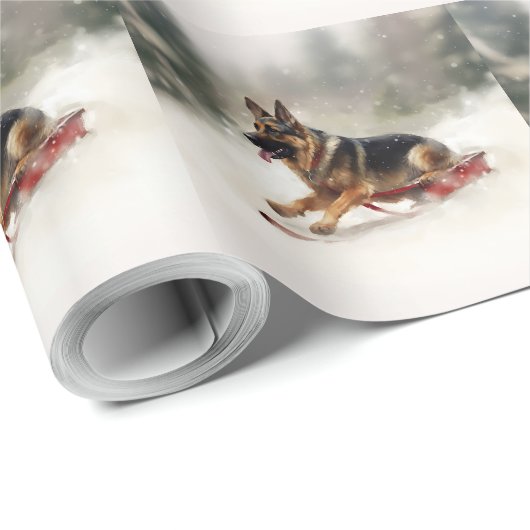 Duitse herder Kerstmis sneeuw winter Cadeaupapier (Rol Hoek)