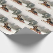 Duitse herder Kerstmis sneeuw winter Cadeaupapier (Hoek)