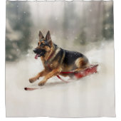 Duitse herder Kerstmis sneeuw winter Douchegordijn (Voorkant)