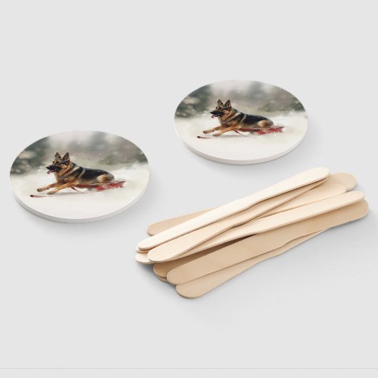 Duitse herder Kerstmis sneeuw winter Handwaaier (Niet-gemonteerd)