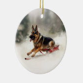 Duitse herder Kerstmis sneeuw winter Keramisch Ornament (Rechts)