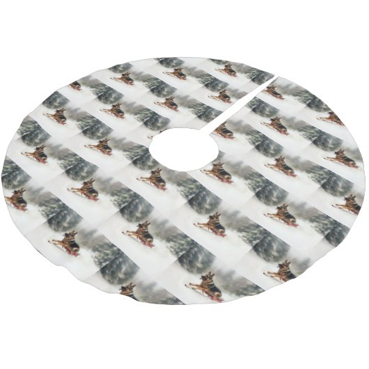 Duitse herder Kerstmis sneeuw winter Kerstboom Rok (Gekanteld)