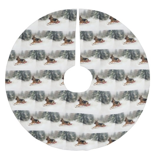 Duitse herder Kerstmis sneeuw winter Kerstboom Rok (Voorkant)