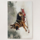 Duitse herder Kerstmis sneeuw winter Legpuzzel (Verticaal)