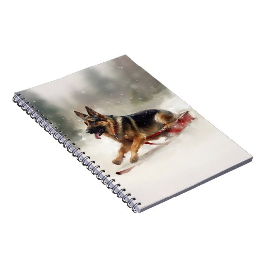 Duitse herder Kerstmis sneeuw winter Notitieboek (Rechterzijde)