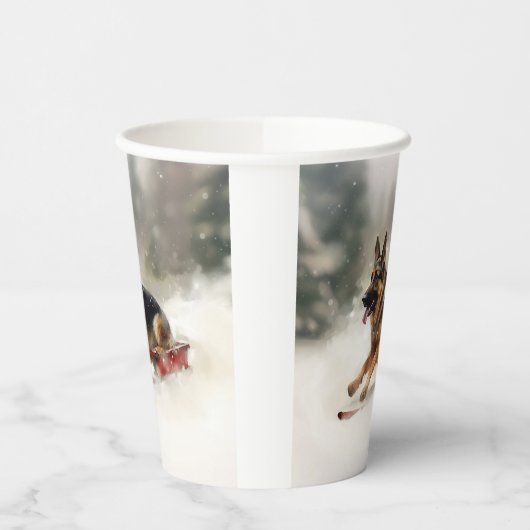 Duitse herder Kerstmis sneeuw winter Papieren Bekers (Links)