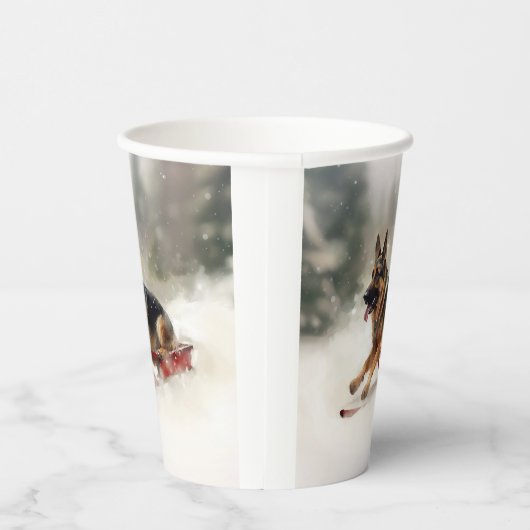 Duitse herder Kerstmis sneeuw winter Papieren Bekers (Rechts)