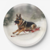 Duitse herder Kerstmis sneeuw winter Papieren Bordje (Voorkant)