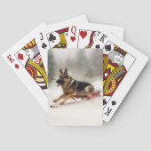 Duitse herder Kerstmis sneeuw winter Pokerkaarten (Achterkant)