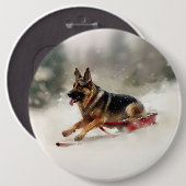 Duitse herder Kerstmis sneeuw winter Ronde Button 6,0 Cm (Voorkant /achterkant)