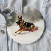 Duitse herder Kerstmis sneeuw winter Ronde Button 6,0 Cm (In situ)