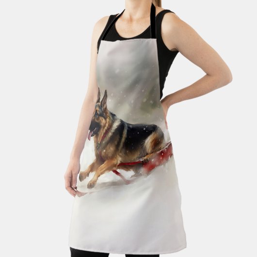 Duitse herder Kerstmis sneeuw winter Schort (Insitu)