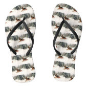 Duitse herder Kerstmis sneeuw winter Teenslippers (Voetbed)