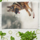 Duitse herder Kerstmis sneeuw winter Theedoek (Gevouwen)