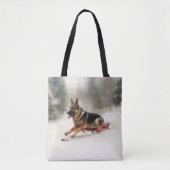 Duitse herder Kerstmis sneeuw winter Tote Bag (Voorkant)