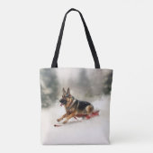 Duitse herder Kerstmis sneeuw winter Tote Bag (Achterkant)