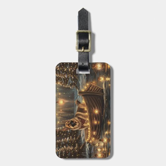 Duitse herder kerstvakantie reis bagagelabel (Voorkant verticaal)