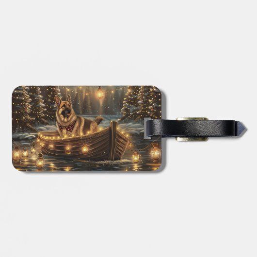 Duitse herder kerstvakantie reis bagagelabel (Achterkant horizontaal)