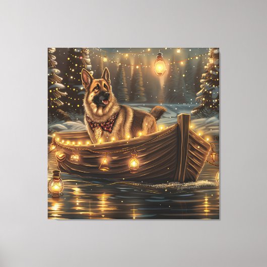 Duitse herder kerstvakantie reis canvas afdruk (Voorkant)