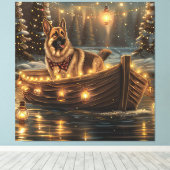 Duitse herder kerstvakantie reis canvas afdruk (Insitu (Houten vloer))