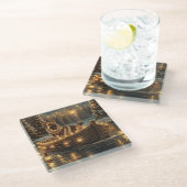 Duitse herder kerstvakantie reis glazen onderzetter (Schuin)